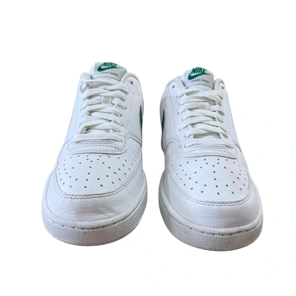 NIKE Court Vision Low Next Nature White Green Lace Up Men’s Athletic Shoe 8.5
